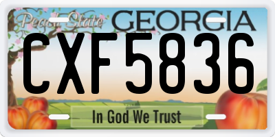 GA license plate CXF5836