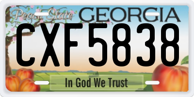 GA license plate CXF5838
