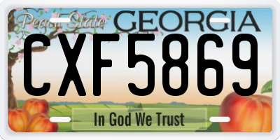 GA license plate CXF5869