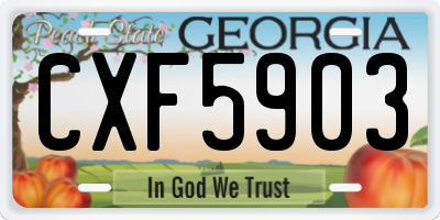GA license plate CXF5903
