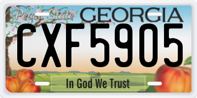 GA license plate CXF5905