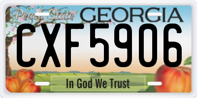 GA license plate CXF5906