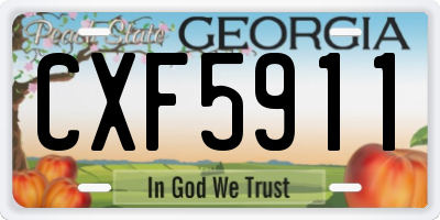 GA license plate CXF5911