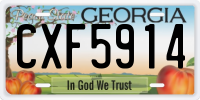 GA license plate CXF5914