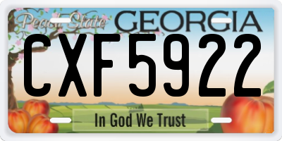 GA license plate CXF5922