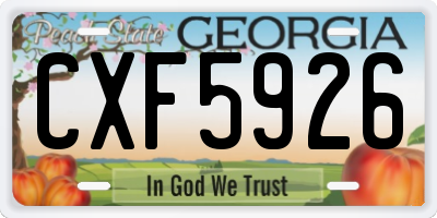 GA license plate CXF5926