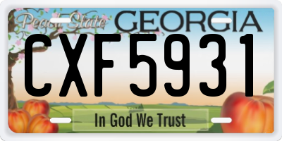 GA license plate CXF5931