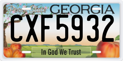 GA license plate CXF5932