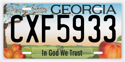 GA license plate CXF5933
