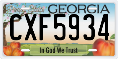 GA license plate CXF5934