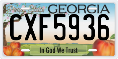 GA license plate CXF5936