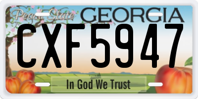 GA license plate CXF5947