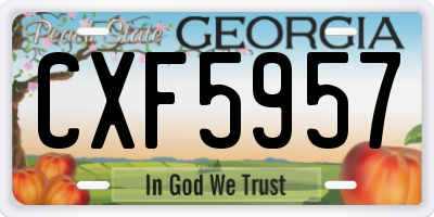 GA license plate CXF5957