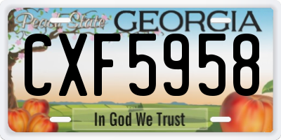 GA license plate CXF5958