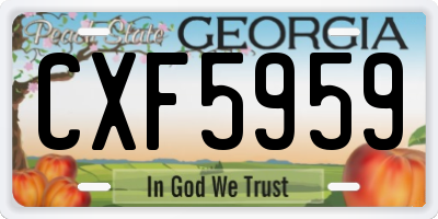 GA license plate CXF5959