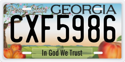 GA license plate CXF5986