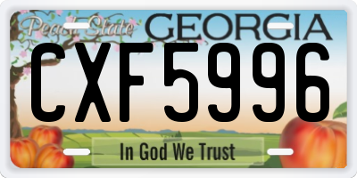 GA license plate CXF5996