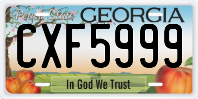 GA license plate CXF5999