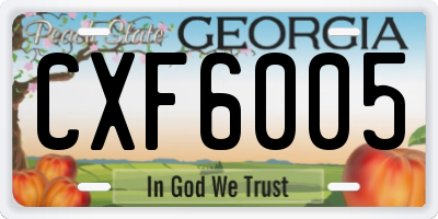GA license plate CXF6005