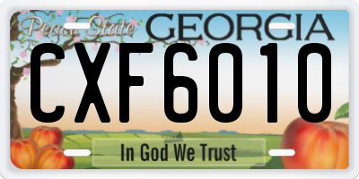 GA license plate CXF6010