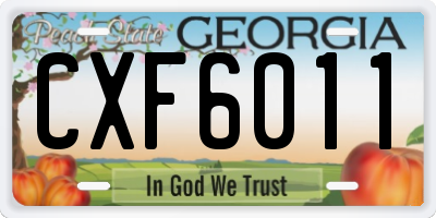 GA license plate CXF6011