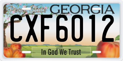 GA license plate CXF6012