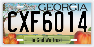 GA license plate CXF6014