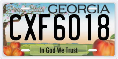 GA license plate CXF6018