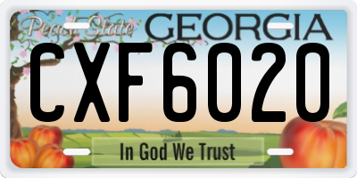 GA license plate CXF6020