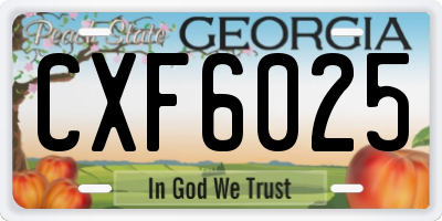 GA license plate CXF6025