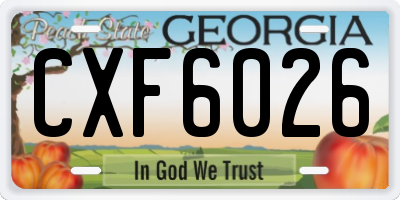GA license plate CXF6026