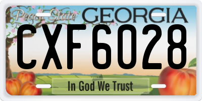 GA license plate CXF6028