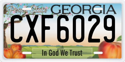 GA license plate CXF6029