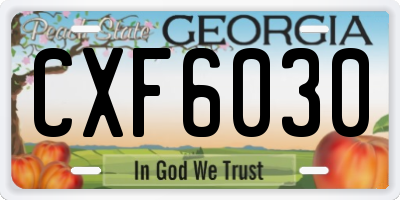 GA license plate CXF6030