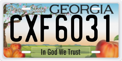 GA license plate CXF6031