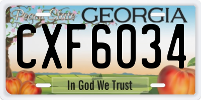GA license plate CXF6034
