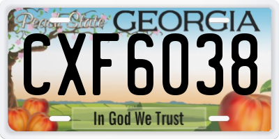 GA license plate CXF6038