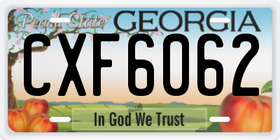 GA license plate CXF6062