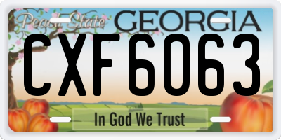 GA license plate CXF6063