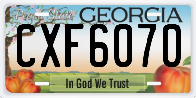 GA license plate CXF6070