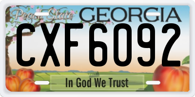 GA license plate CXF6092