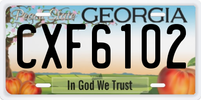 GA license plate CXF6102