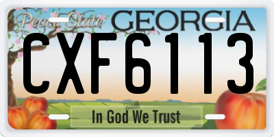 GA license plate CXF6113