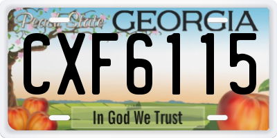GA license plate CXF6115