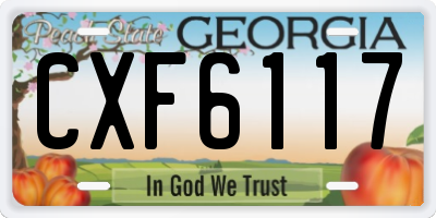 GA license plate CXF6117