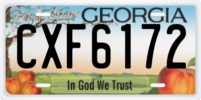 GA license plate CXF6172