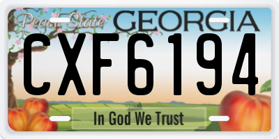 GA license plate CXF6194