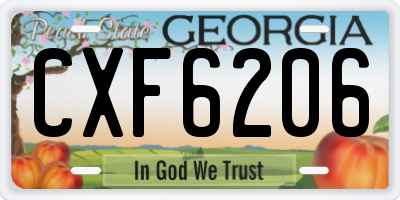 GA license plate CXF6206