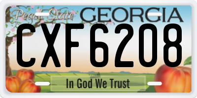 GA license plate CXF6208