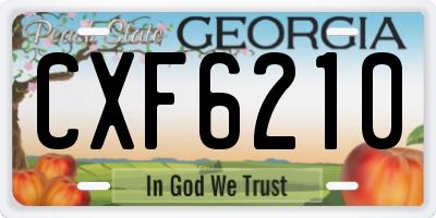 GA license plate CXF6210